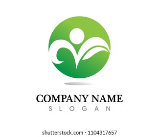 Tree leaf vector logo design, eco-friendly concept.
