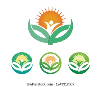 Tree leaf vector logo design, eco-friendly concept.
