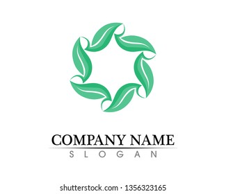 Tree leaf vector logo design, eco-friendly concept.

