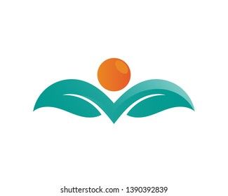 Tree leaf vector logo design, eco-friendly concept.
