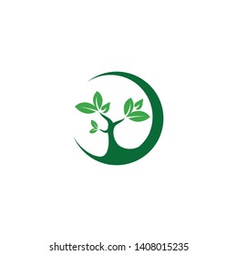 Tree leaf vector logo design, eco-friendly concept.
