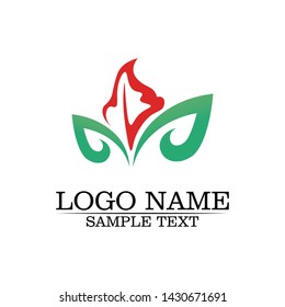 Tree leaf vector logo design, eco-friendly concept.
