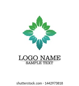 Tree leaf vector logo design, eco-friendly concept.
