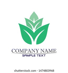 Tree leaf vector logo design, eco-friendly concept.
