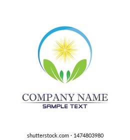 Tree leaf vector logo design, eco-friendly concept.
