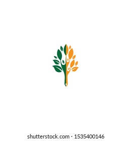 Tree leaf vector logo design, eco-friendly concept