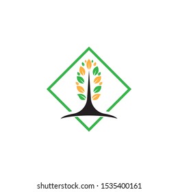 Tree leaf vector logo design, eco-friendly concept
