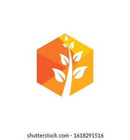 Tree leaf vector logo design, eco-friendly concept