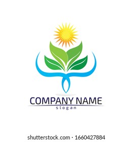 Tree leaf vector logo design eco friendly concept