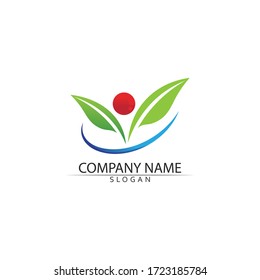 Tree leaf vector logo design, e green friendly concept.
