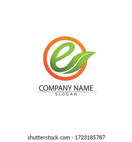 Tree leaf vector logo design, e green friendly concept.
