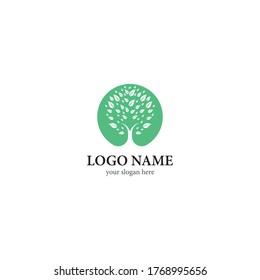 Tree leaf vector logo design, eco-friendly concept