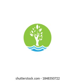 Tree leaf vector logo design, eco-friendly concept