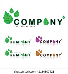 Tree leaf vector logo design, eco-friendly business concept