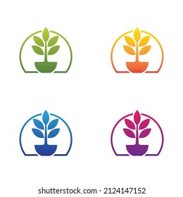 Tree leaf vector logo icon set