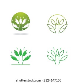 Tree leaf vector logo icon set