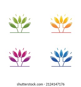 Tree leaf vector logo icon set