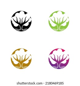 Tree leaf vector logo icon set