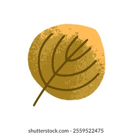 Tree leaf yellowing. Autumn dried seasonal decoration. Botanical design element, fall forest plant. Natural autumnal decorative icon. Flat graphic vector illustration isolated on white background