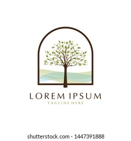 Tree leave branch window logo
