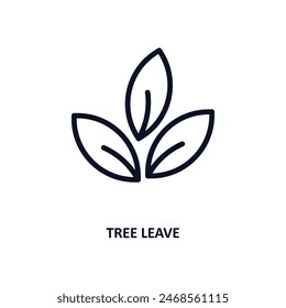 tree leave icon. Thin line tree leave icon from nature collection. Outline vector isolated on white background. Editable tree leave symbol can be used web and mobile
