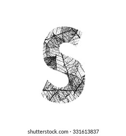 Tree Leave skeleton alphabet letters font, Vector Illustration