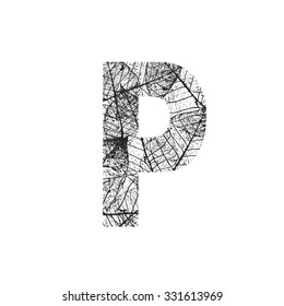 Tree Leave skeleton alphabet letters font, Vector Illustration