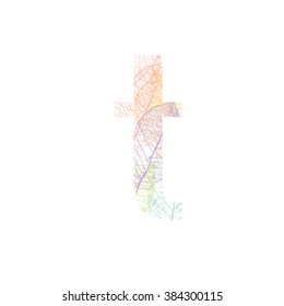 Tree Leave skeleton alphabet letters font, Vector Illustration