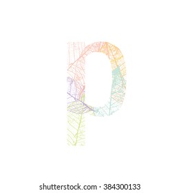 Tree Leave skeleton alphabet letters font, Vector Illustration