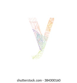Tree Leave skeleton alphabet letters font, Vector Illustration