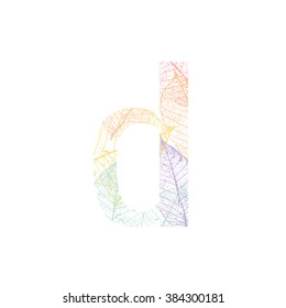 Tree Leave skeleton alphabet letters font, Vector Illustration