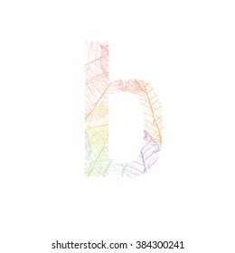 Tree Leave skeleton alphabet letters font, Vector Illustration