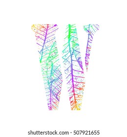 Tree Leave skeleton alphabet letters font, Vector Illustration