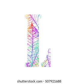 Tree Leave skeleton alphabet letters font, Vector Illustration