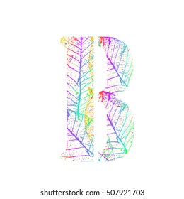 Tree Leave skeleton alphabet letters font, Vector Illustration