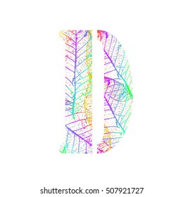 Tree Leave skeleton alphabet letters font, Vector Illustration