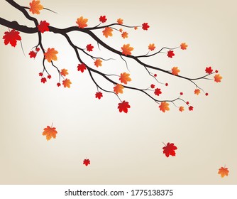 Tree and leaves Autumn background style.