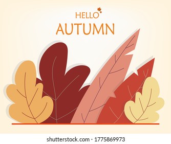 Tree and leaves Autumn background style for various design purposes. Welcome Autumn season concept.