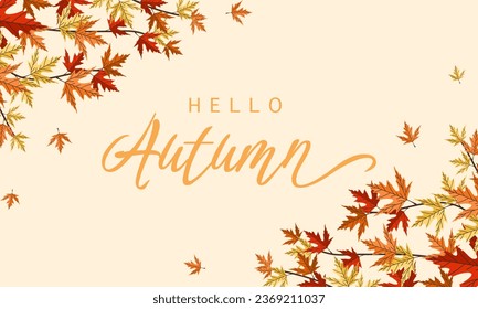 Tree and leaves Autumn background style. Can be used for your work. Welcome Autumn season concept.