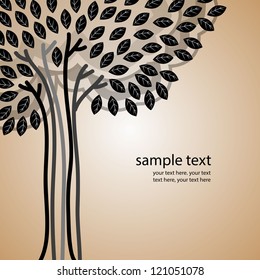 Tree with leaves and background for text. Illustration.