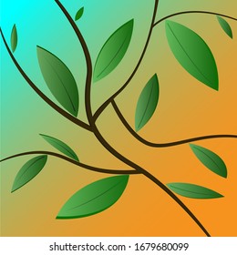 Tree leaves branches nature environment season background vector illustration