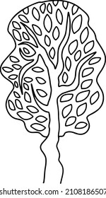 Tree Leaves Coloring Page Sketch Doodle Stock Vector (Royalty Free ...