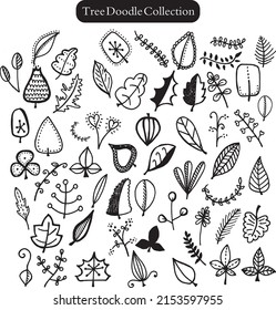 
colección de doodle de hojas de árbol 

diseños de textura de hojas de árbol
