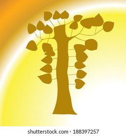 Tree with leaves in earth tones. On gradient background.
