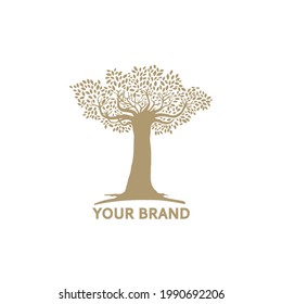Tree with leaves emblem for company. Logo tree