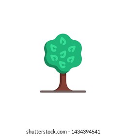 Tree with leaves flat icon, vector sign, Oak tree colorful pictogram isolated on white. Nature symbol, logo illustration. Flat style design