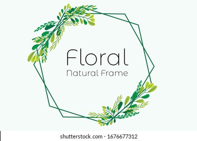 Tree leaves floral natural frame with copy space for text in the center. Minimal botanical natural classic floral leaves frame