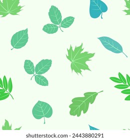Tree leaves. Floral seamless pattern. Spring background. Vector doodle, sketch
