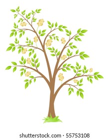 Tree with leaves in the form of dollar. Vector illustration, isolated on a white.