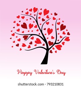 
Tree with leaves in the form of hearts. Greeting card for Valentine's day. Love tree.